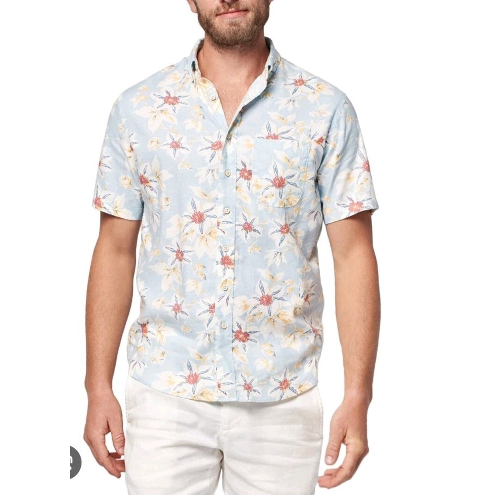 Faherty Breeze Shirt Mens 2XL Floral Short Sleeve Lightweight Button Down Hawaii